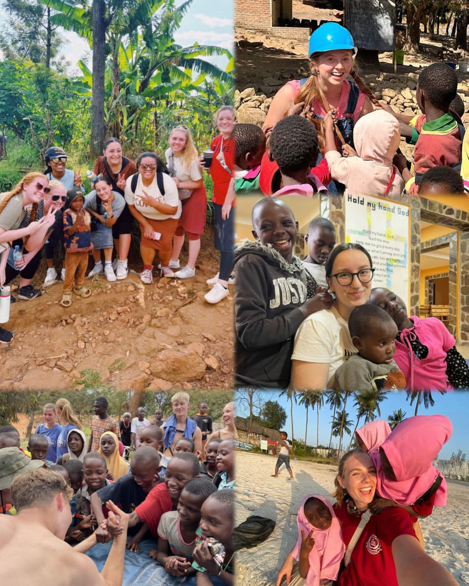 Volunteers helping displaced families settle in African refugee camps